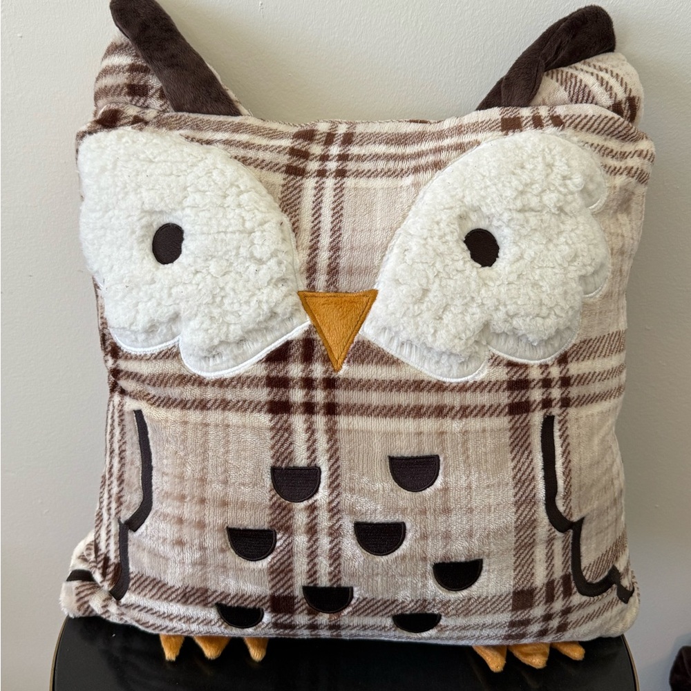 New Kohls Owl Decorative Square Throw Pillow 18x18” RN 73277